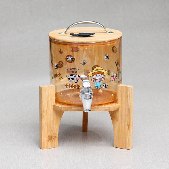 Glass Juice Dispenser with Wooden Stand - Califora