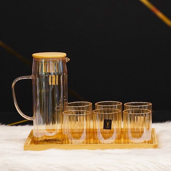 Ripple Lining Glass Water Set of 8 Pcs - Califora