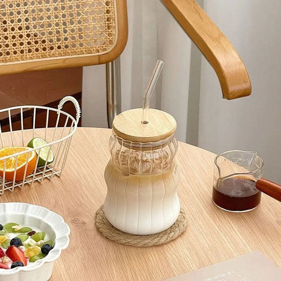 ICED GLASS MUG WITH STRAW - 500ML - Califora