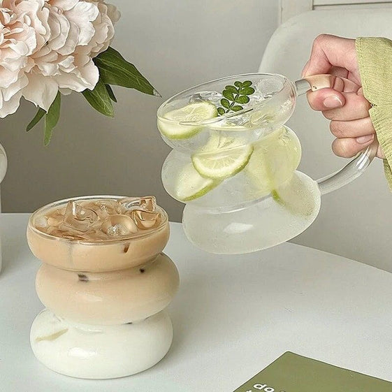 WAVE STYLE GLASS MUG - 01 Pcs - Califora