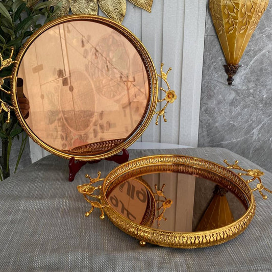 Luxury Golden Glass Tray Set of 2 - Califora