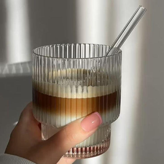 Elegant Ribbed Iced Coffee Glass - Califora