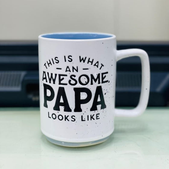 AWESOME PAPA Stackable Speckled Ceramic Coffee & Tea Mug