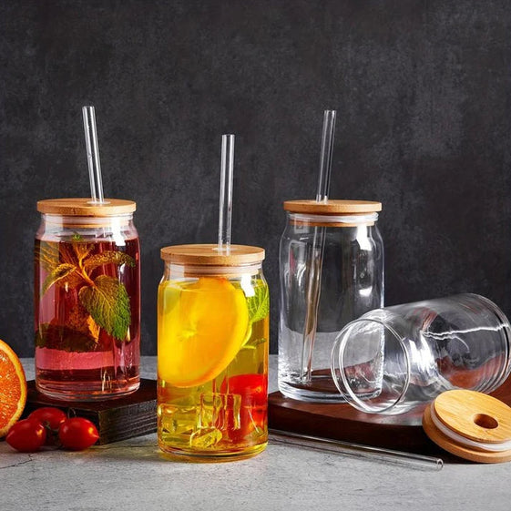 Ice Tea Glass Coffee Mug wih Straw Lid - Califora